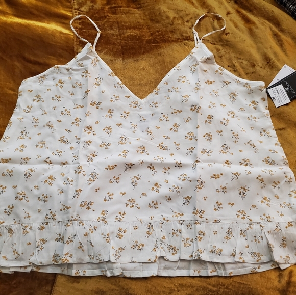 🌸Volcom Read The Room Floral Ruffle Hem Cami Top - Picture 10 of 14